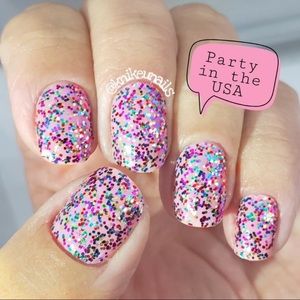 Color Street Party in the USA Pink Glitter Nails